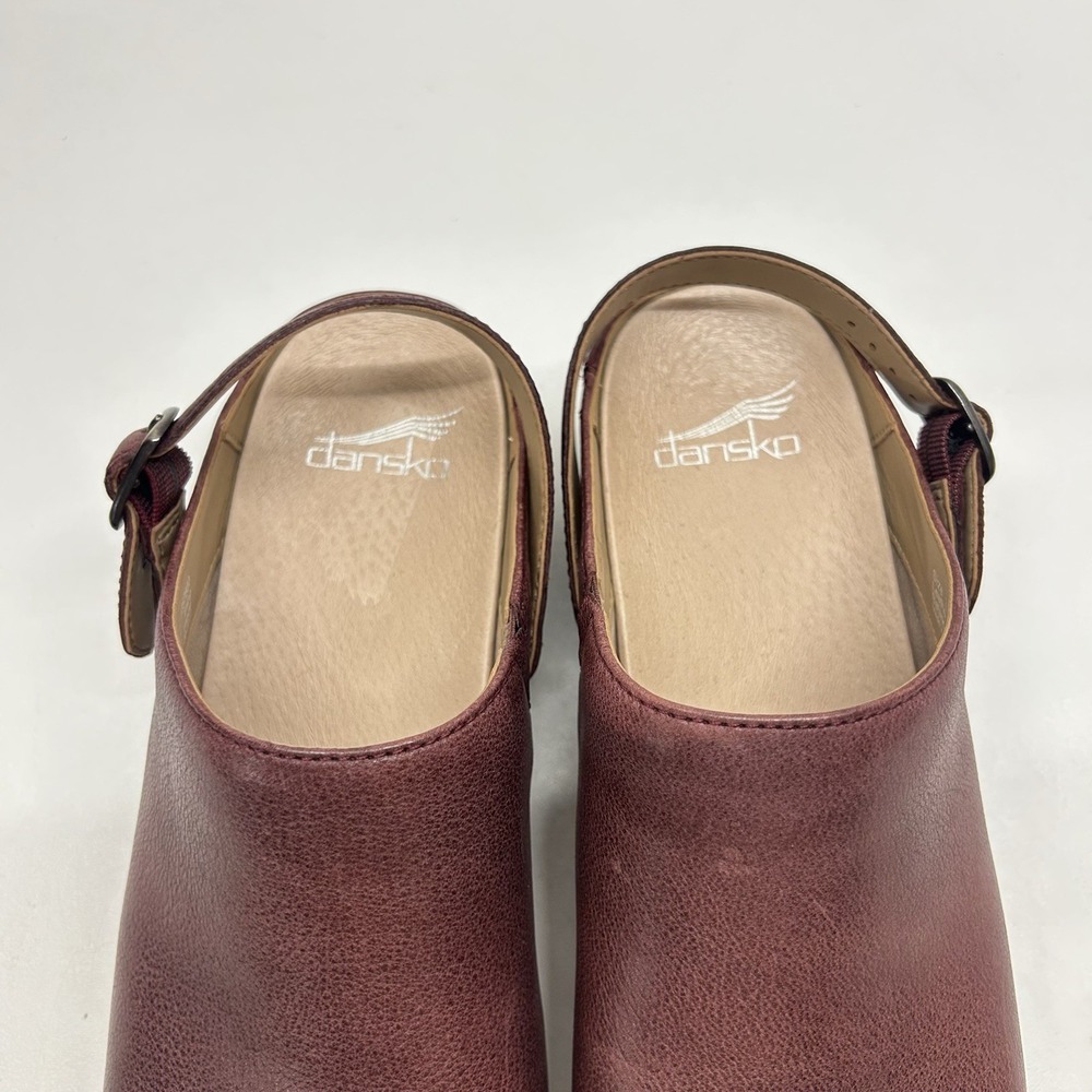 Dansko Berry Milled Burnished Slip On Leather Clogs Mules Size 38 US 7.5-8 - Picture 9 of 13